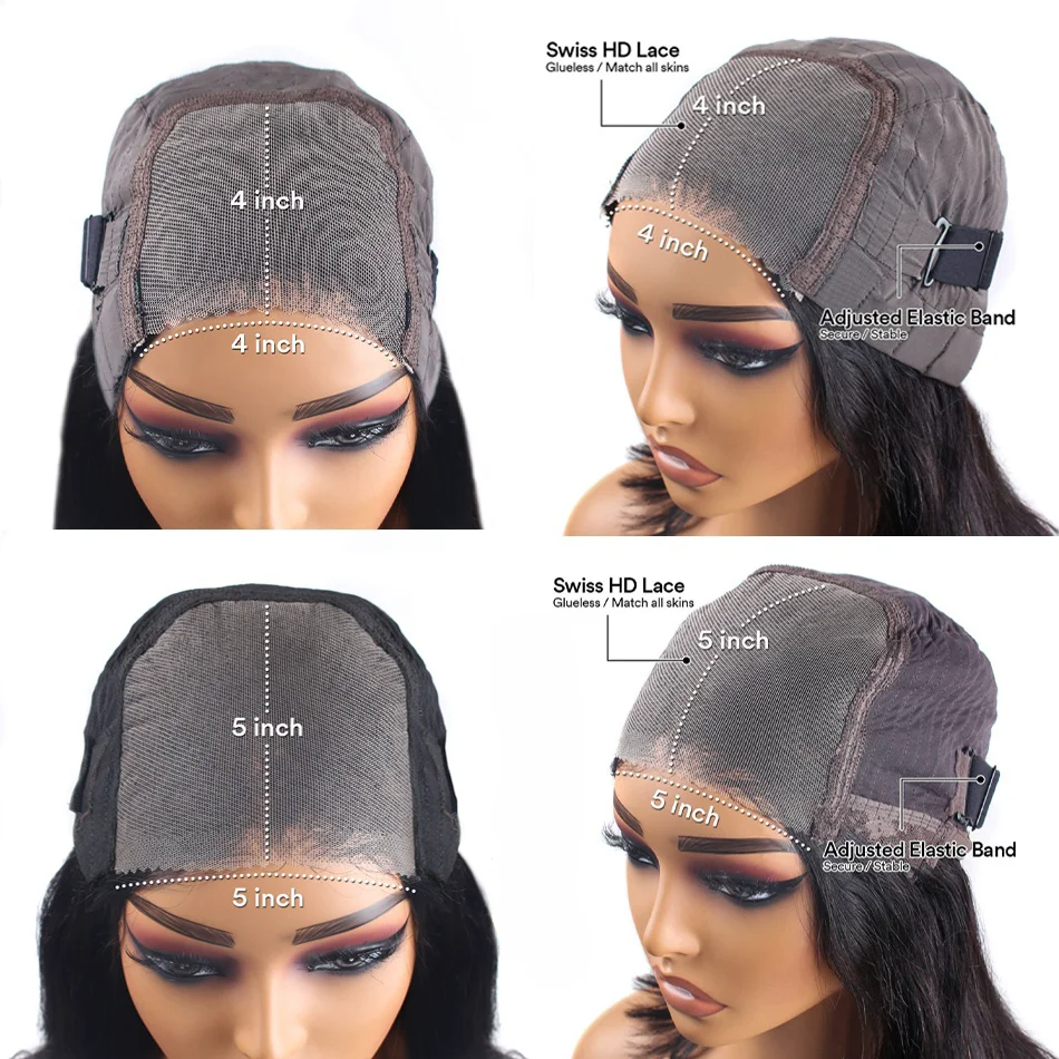 グルーレスウィッグ人毛すぐに着用できる骨ストレートレースフロントウィッグ人毛 4 × 4 5 × 5 プレカット Hd レース閉鎖ウィッグ女性のための