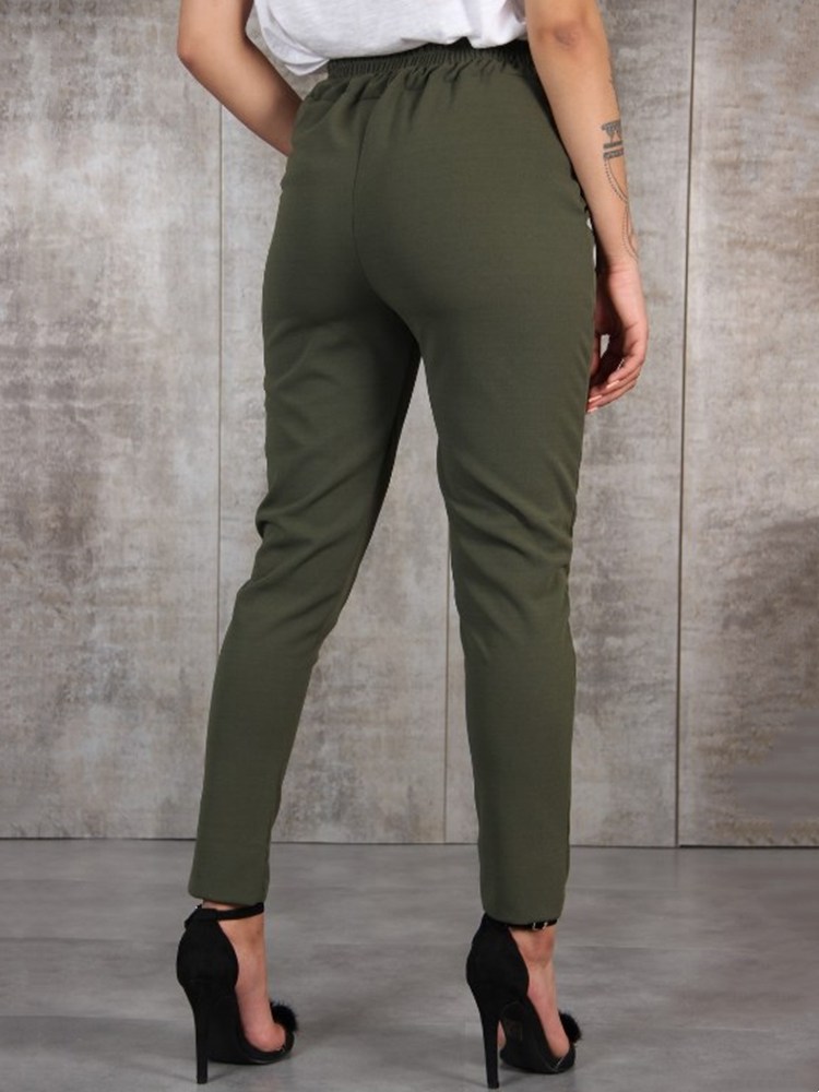 BornToGirl Spring Summer Autumn Casual Slim Chiffon Thin Pants For Women High Waist Black Khaki Green Pants Woman Trousers