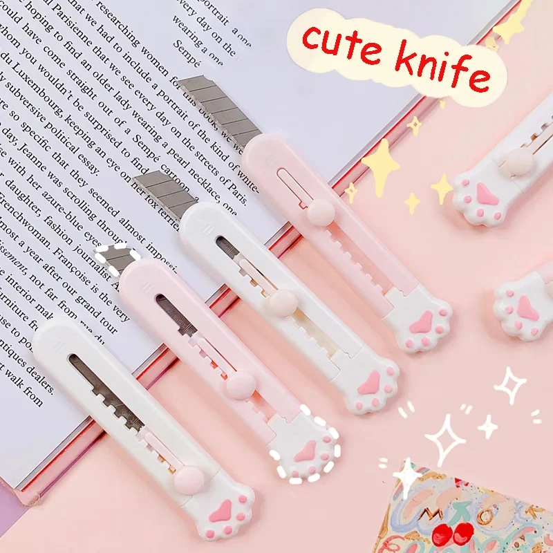 Cat Paw Art Knife Mini Small Cute Cartoon Paper Knife Unpacking Express Utility Knife Device Students With Portable Hand Knife