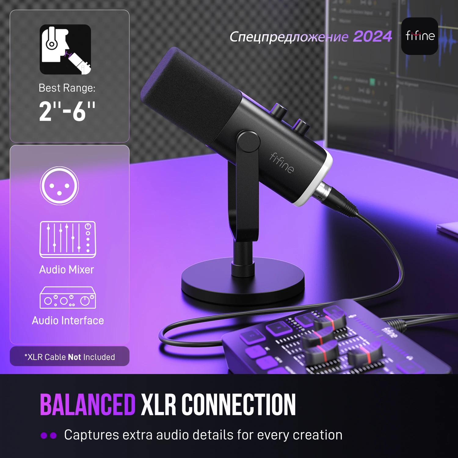 Micrófono dinámico FIFINE USB/XLR con Control RGB/conector para auriculares/mú, micrófono para grabación de juegos de PC Streaming AmpliGame-AM8