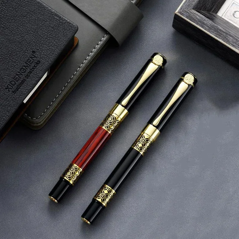 Caneta tinteiro de metal retrô f nib design clássico com conversor de alta qualidade para escrita de negócios material escolar de escritório papelaria