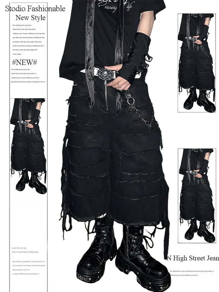 Sommer Frauen Goblin Core Goth bi Y2k Jorts Gyaru Denim Shorts Japanische Harajuku Jean Hosen Grunge Kpop Cyber Punk Dark Academia