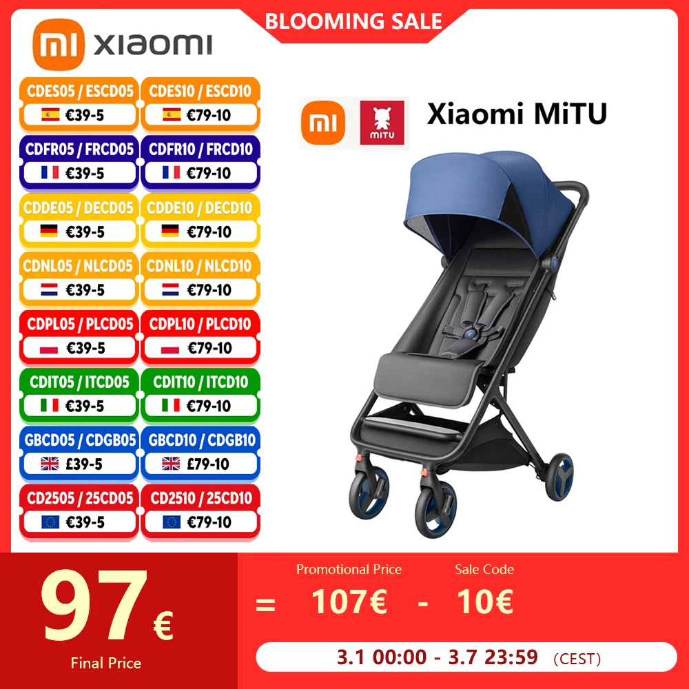 Xiaomi MiTU-cochecito de bebé plegable multifuncional, carrito portátil de aluminio ligero, para viaje
