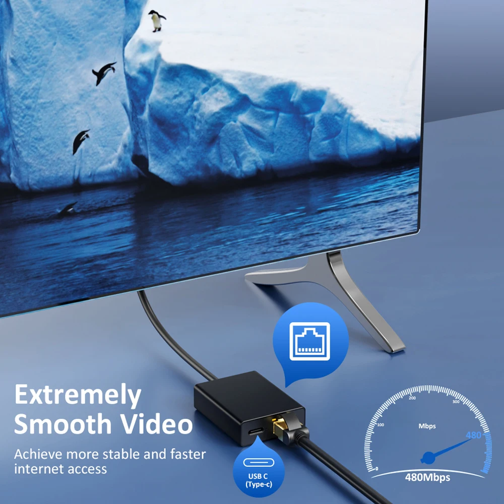 ELECTOP USB сетевая карта Ethernet-адаптер для Chromecast Google TV Type-C к сети RJ45 для смартфонов, планшетов, устройств Android