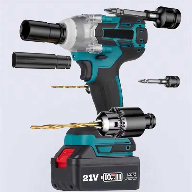 Llave eléctrica sin escobillas, toma de taladro manual, herramienta eléctrica, destornillador de doble uso, llave de impacto eléctrica sin escobillas de 21V,