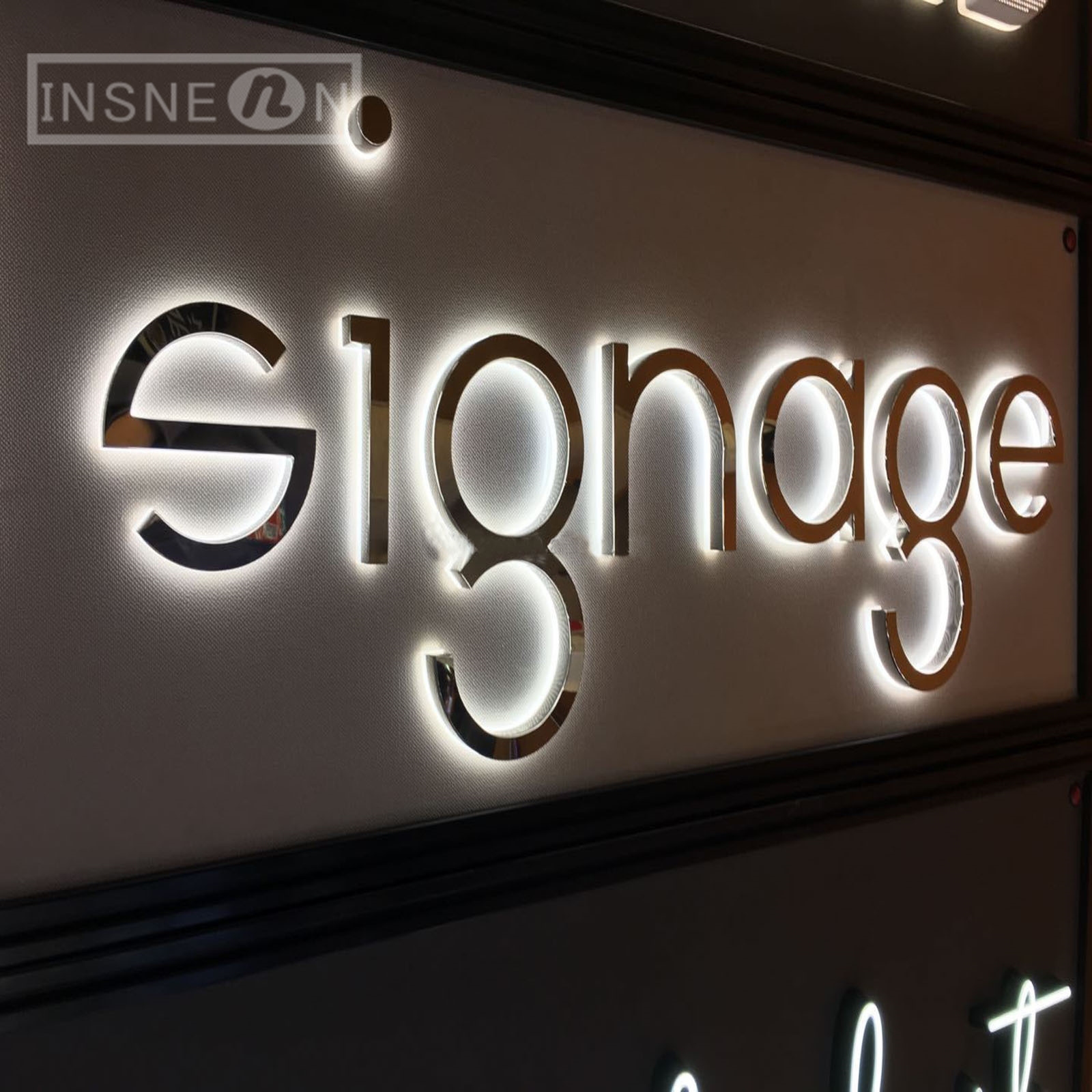 โลหะที่กําหนดเอง LED ป้ายสแตนเลสส่องสว่างตัวอักษรภายนอกในร่มบริษัท Store โลโก้ Wall Decor Illuminated Light Signage
