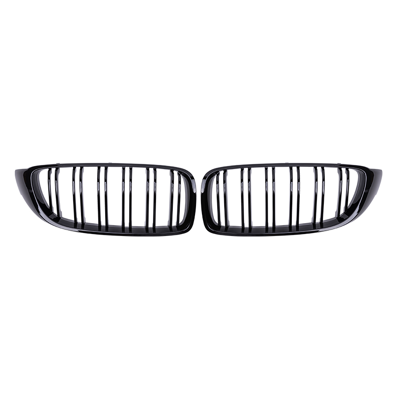Pulleco-parrilla de parachoques delantero de coche, parrilla de carreras para BMW Serie 4 F32 F33 F36 M3 F80 M4 F82 12-18, accesorios negros brillantes de doble listón