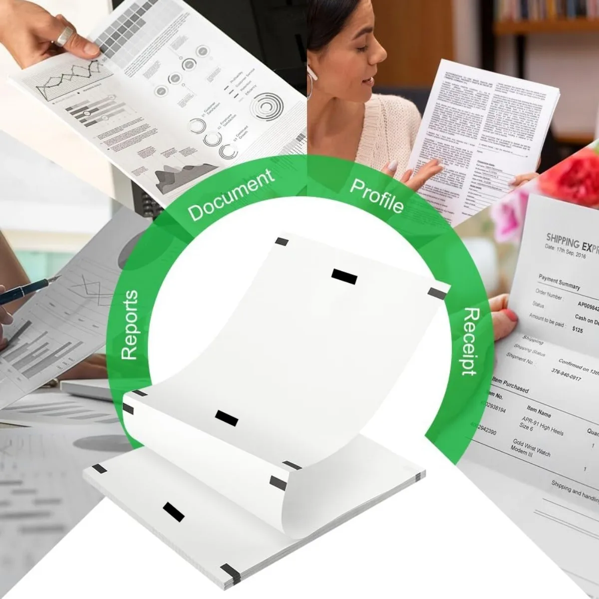 A4 Thermal Paper Quick-Dry Instant Use High Sensitivity Printer for Fast Barcode/Receipt/PDF Printing Portable Office Logistics