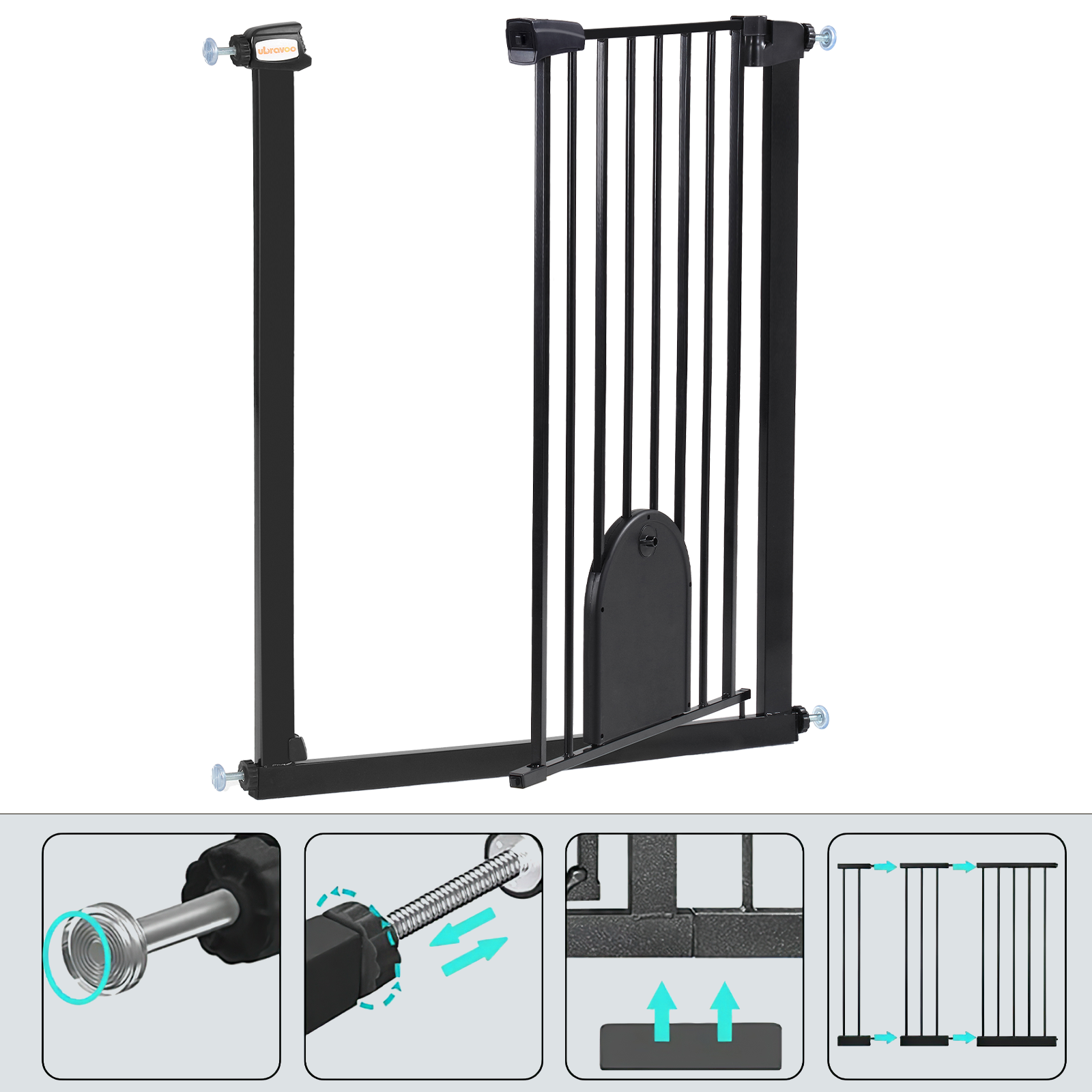Puerta de seguridad interior extra ancha, puerta interior de cierre automático para niños/perros, puerta de bebé con cierre automático montada a presión para aberturas de puertas