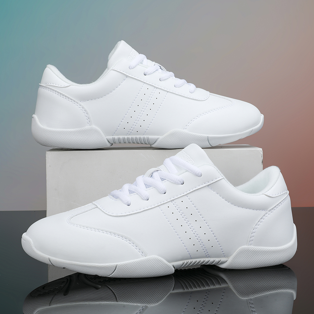 BAXINIER Młodzieżowe dziewczęce białe cheerleaderek Buty do tańca Trening sportowy Tenis Walking Lekkie tenisówki konkursowe Cheer