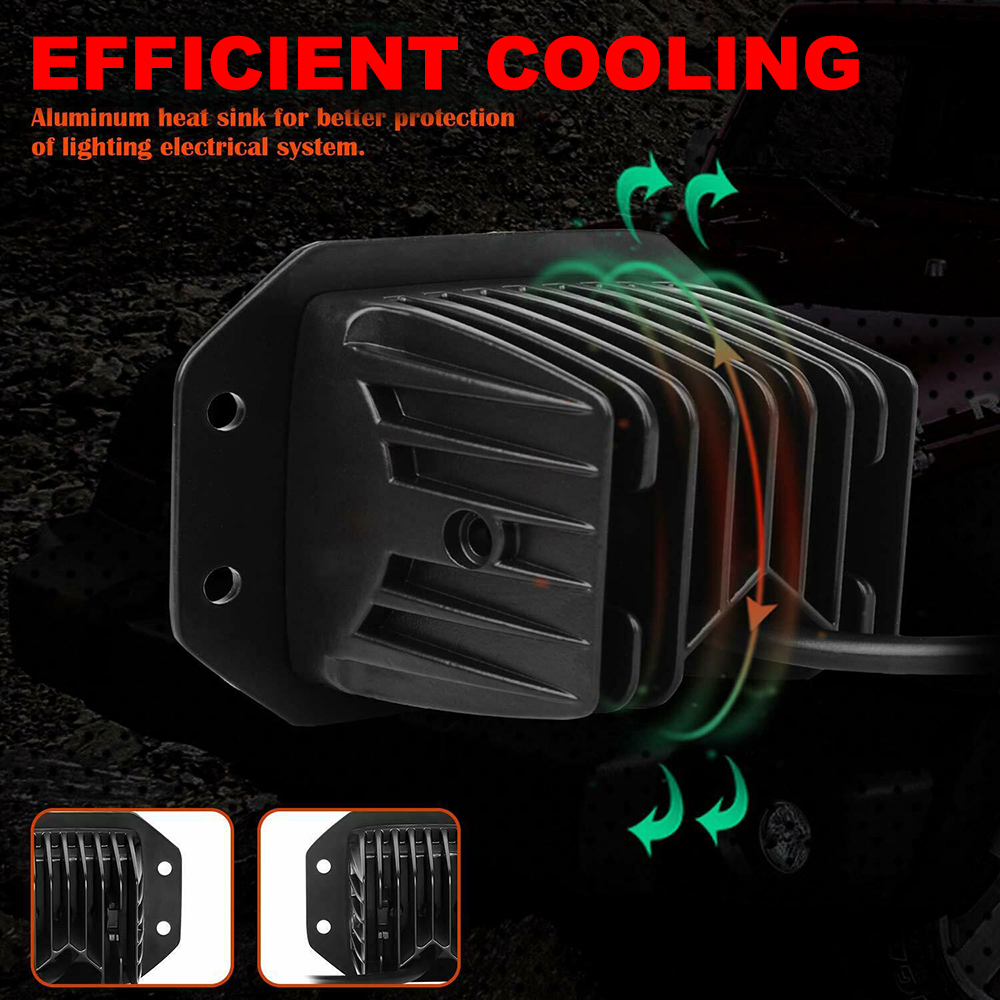 ANMINGPU 2x 5" Flush Mount LED Work Light Bar Off Road 12V 24V 40W Spot Beam LED Pods Light Bar for Car Truck Atv Jeep Headlight