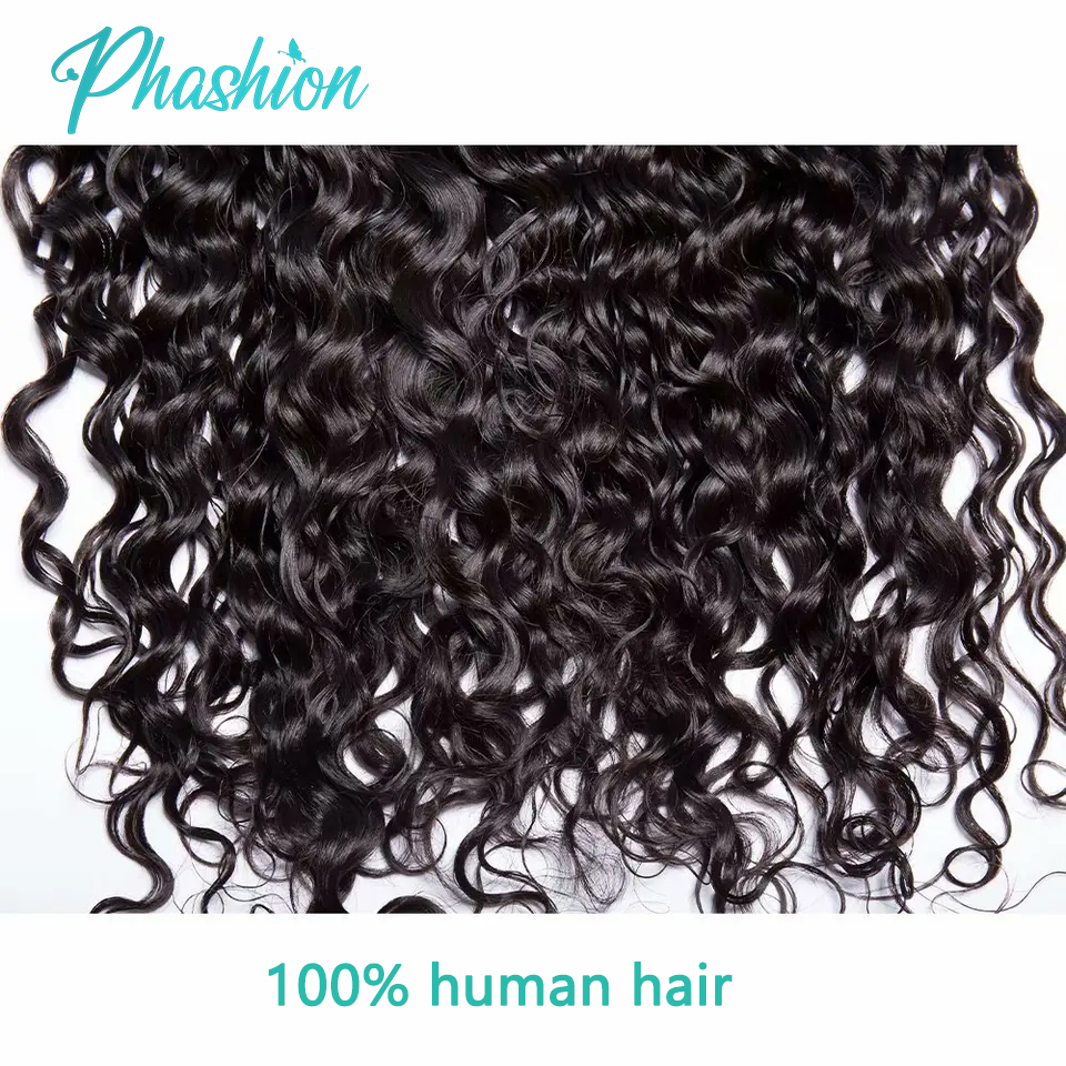 ファッションウォーターウェーブ 13 × 4 レースフロント & HD 透明スイス 4 × 4 閉鎖事前摘み取られたブラジルレミー人毛黒人女性用