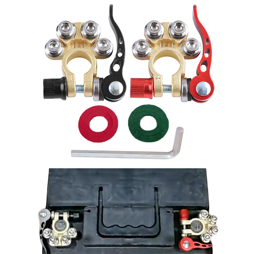 24V 12V Car Battery Terminal Aluminum Alloy Positive and Negative Power Lug Posts Quick Release Battery Top Clip Connectors