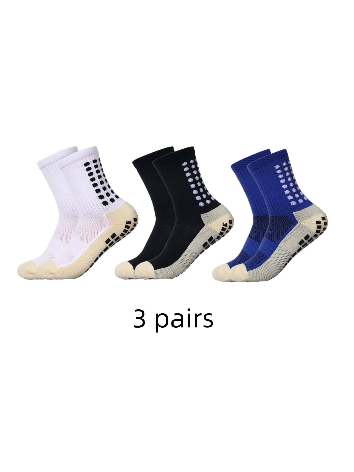 3 piezas de parte inferior de toalla, calcetines de fútbol antideslizantes con punto de desgaste de absorción de humedad para deportes para correr para hombres y mujeres