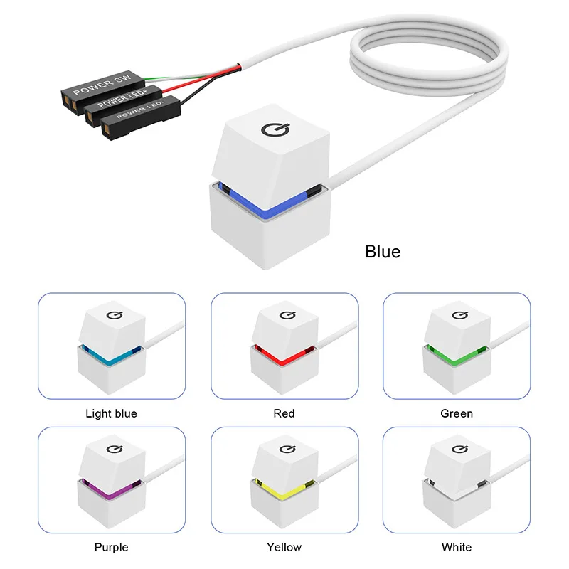 Computer Desktop Power Switch Extension Cable LED Motherboard External Start Power On/Off Button for Home Office 1/1.85/2/5/10M
