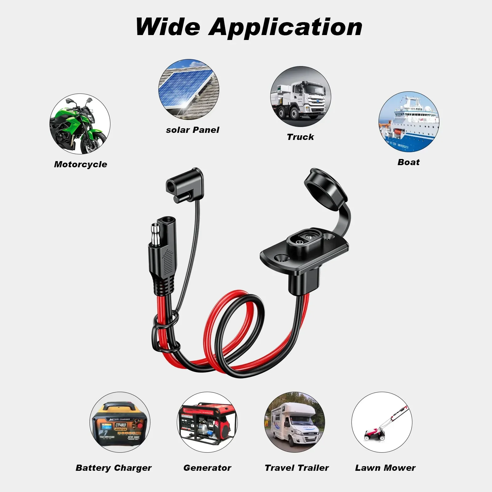 SAE Conector Rápido Chicote Adaptador SAE Plugue Macho para Cabo de Soquete Fêmea 1FT 12AWG Cabo de Extensão SAE