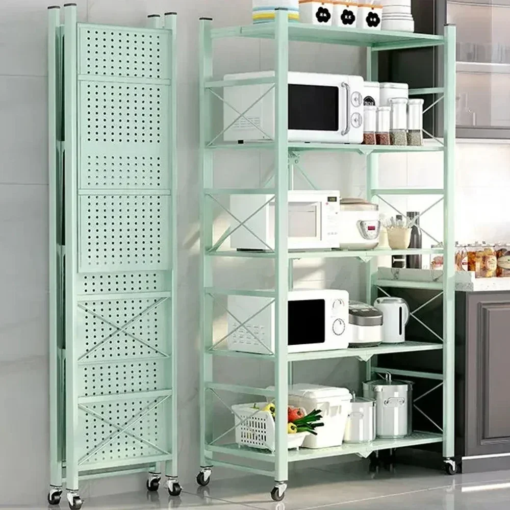 Large Iron Frame Foldable Installation Free Metal Storage Shelves Storage High-capacity Moveable for Living Room Multilayer Rack