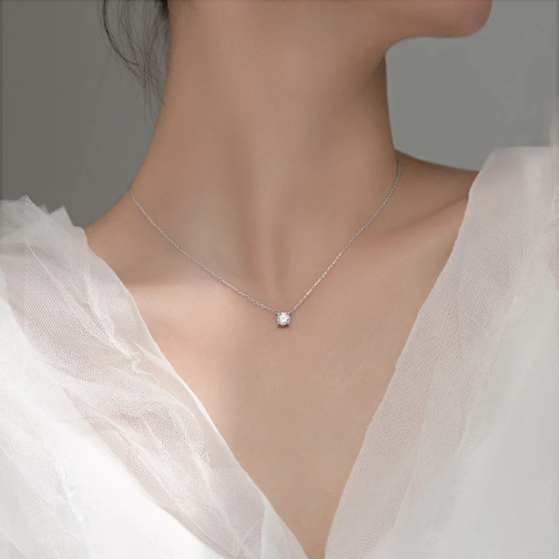 Collar chapado en oro de 14k de Plata de Ley 925, gargantilla versátil de circón brillante, cadena hasta la clavícula para mujer, joyería de boda