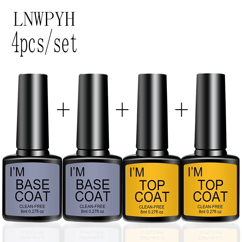 4 unids/set capa superior y capa Base Kit de esmalte de uñas de Gel transparente manicura semipermanente Soak Off LED juego de barnices de Gel UV