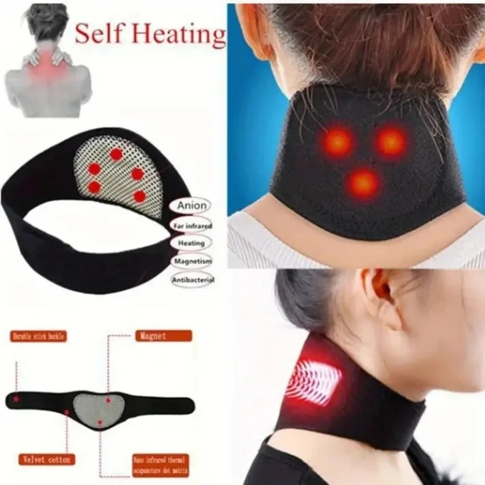 Travesseiro cervical portátil médio e macio com aquecimento magnético para pescoço com terapia de calor espontâneo para tingir e dor
