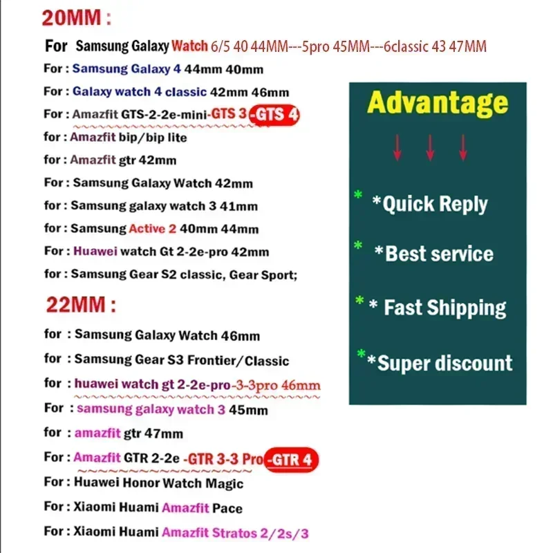 サムスンギャラクシーウォッチ用交換用時計バンド,スポーツブレスレット,アクティブ2, 3ギア,20mm, 40mm, 44mm, 22mm