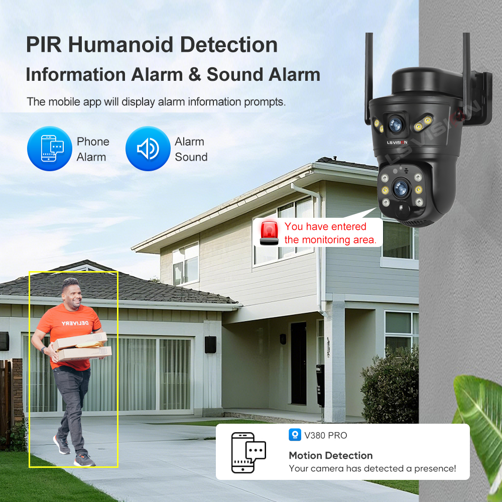 LS VISION 8MP 4G Solar Camera Outdoor WiFi Security Camera Dual Len PIR Night Vision Auto Tracking Waterproof  CCTV Monitor V380