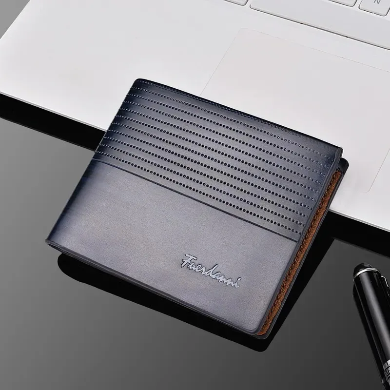 Men's Short Fashion PU Leather Wallet Solid Color Multifunctional Wallet Soft Leather Credit Card Clip