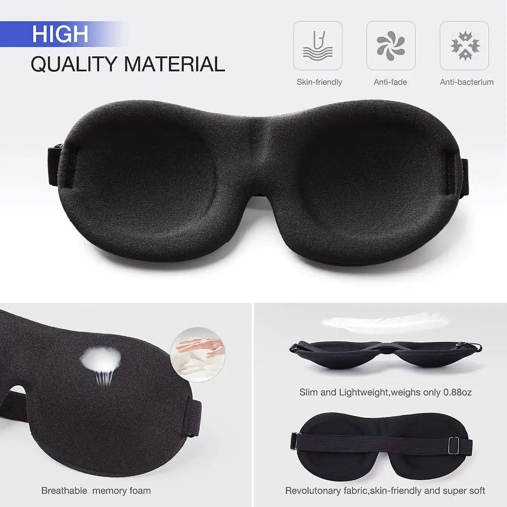 Máscara de sono atualizada com contorno 3D Máscara de olho blackout para dormir com alça ajustável Soft Night Blindfold Eye Shades para cochilos