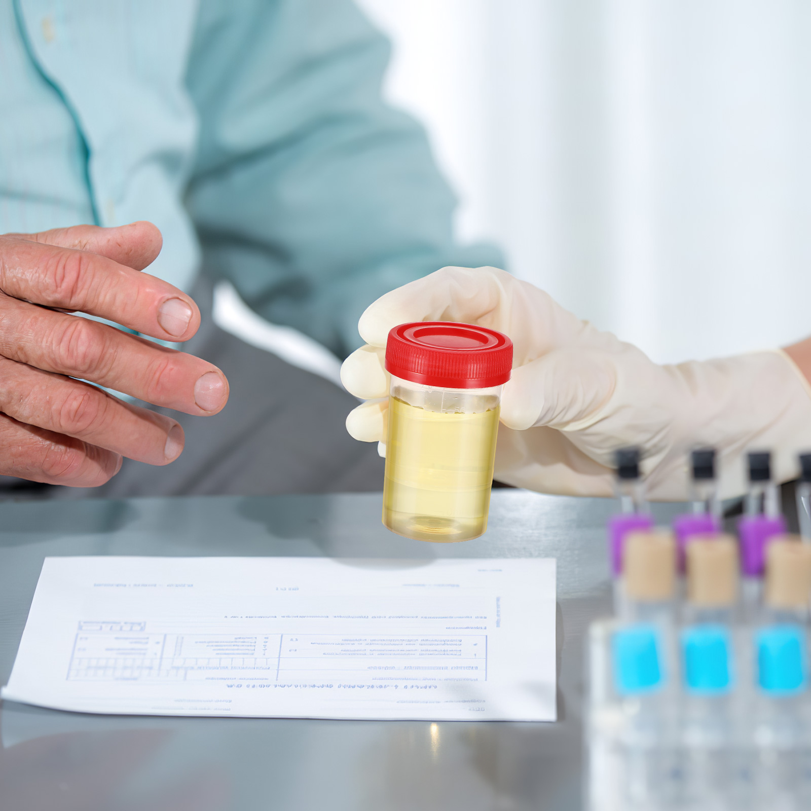 10 ชิ้นปัสสาวะทางการแพทย์ถ้วยตัวอย่างภาชนะสําหรับฝาครอบตัวอย่างขวดทดสอบพลาสติกถ้วยของเหลวคอลเลกชัน