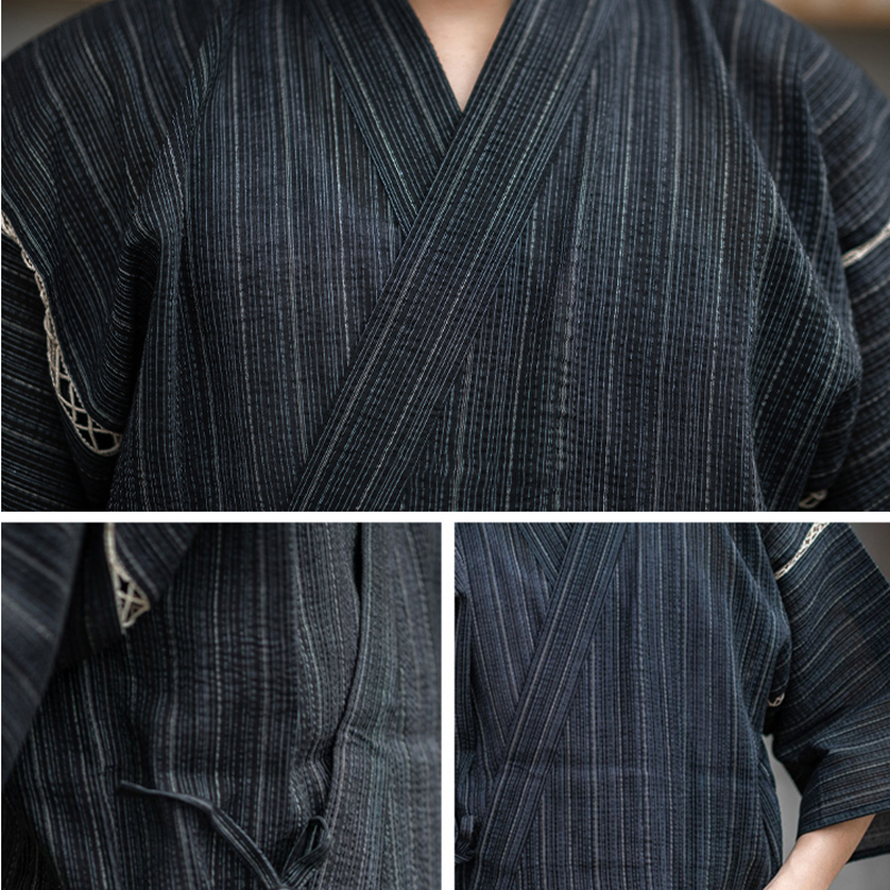 Kimono samurái tradicional japonés para hombre, bata de baño Yukata, ropa de Sauna suelta, ropa de verano de manga corta, novedad de 2023