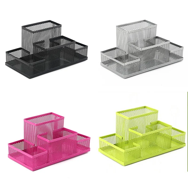 1Pc Mode Multifunktionale Büro Schreibwaren Schreibtisch Veranstalter Mesh Sammlung Stift Halter Organizer Box Büro Schule Liefert
