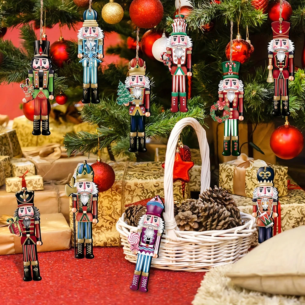 Juego decorativo de madera Cascanueces de 12 piezas: regalo de Navidad, decoración de fiestas y decoración del hogar
