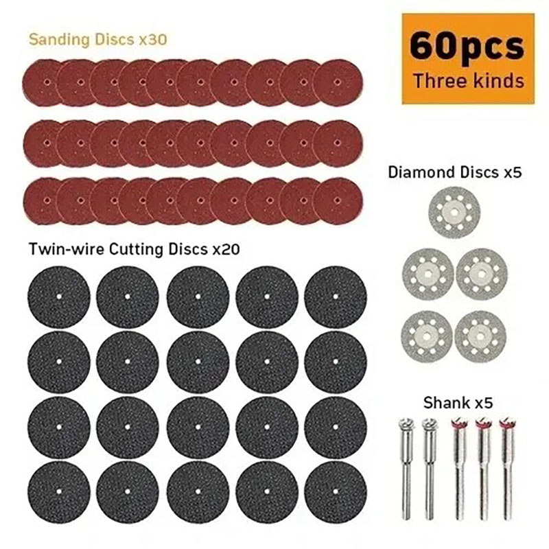 Diamant-Trennblätter, 60 Stück, Schleifscheibe, Holzbearbeitung, Kreissägeblätter, Metall, Dremel, Mini-Bohrer, Drehwerkzeug-Zubehör