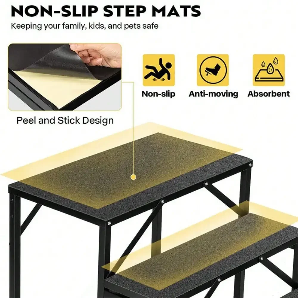 RV 4 Steps with Handrail Mobile Home Ladder Portable Stairs for RV, Hot Tub, Spa