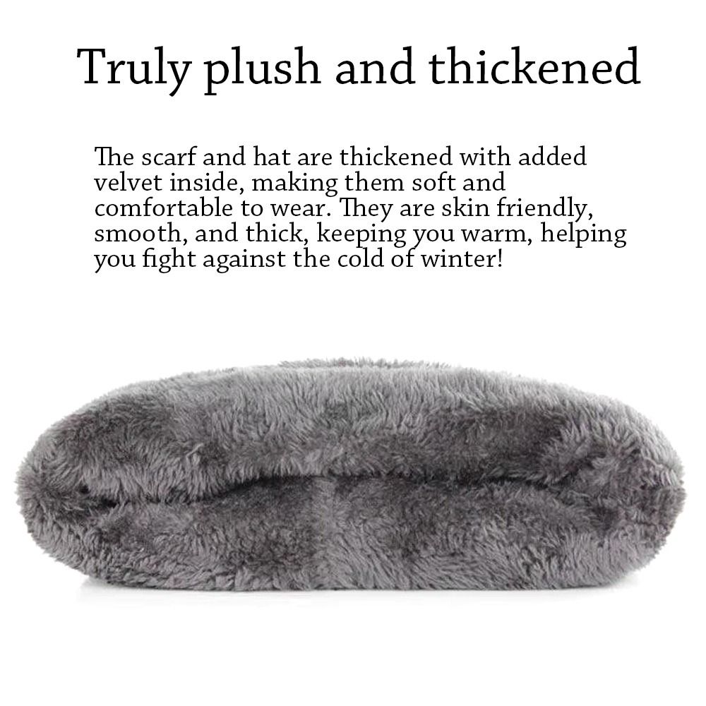 One-piece Winter Thermal Beanie Hat Scarf Fleece Warm Neck Scarf Cap Windproof Soft Knitted Hat Outdoor Accessories