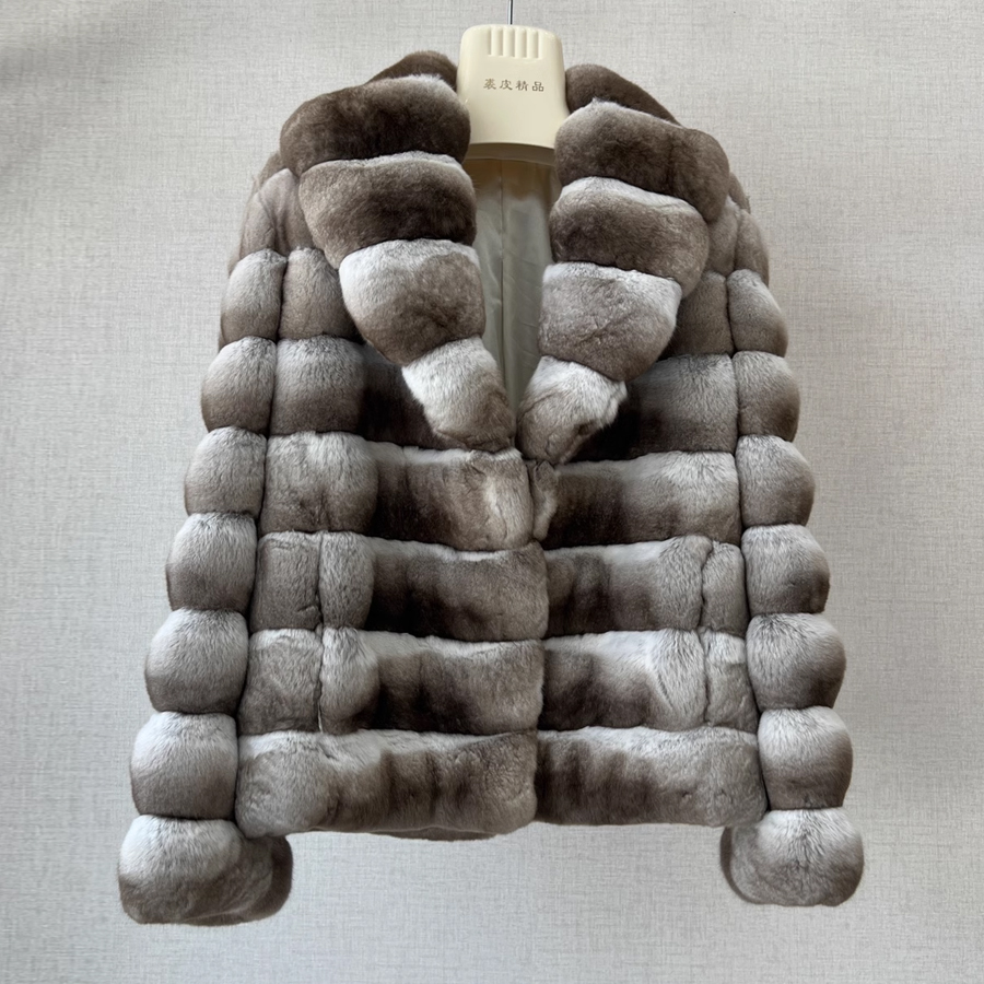Women Rabbit Fur Jackets Real Rex Rabbit Fur Coat Best Selling Women's Short Coat Chinchilla Fur Coats