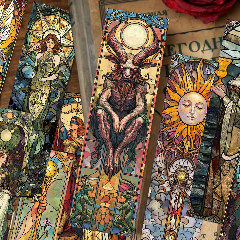30 Stück Tarot-Lesezeichen, bemaltes Glas, strukturiert, dekorativ, Bürobedarf, Lesebuch für Studenten, Etikettierung, kreatives Geschenk, Nachrichtenkarte