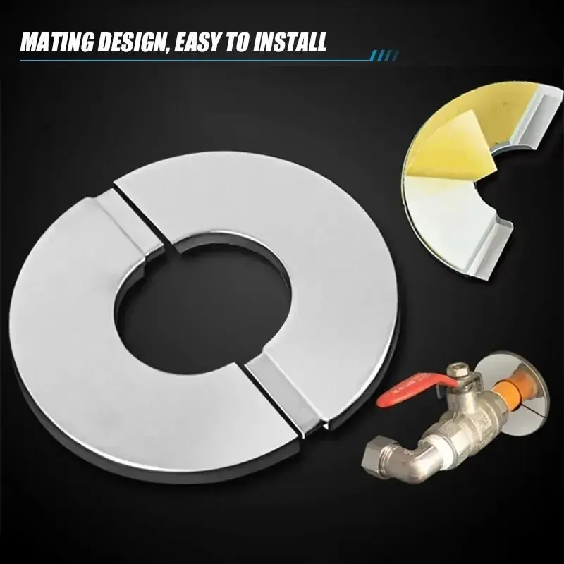 1PC Self-Adhesive ก๊อกน้ําสแตนเลสตกแต่งฝาครอบฝักบัว Chrome FINISH ท่อน้ําผนังครอบคลุมอุปกรณ์ห้องน้ํา
