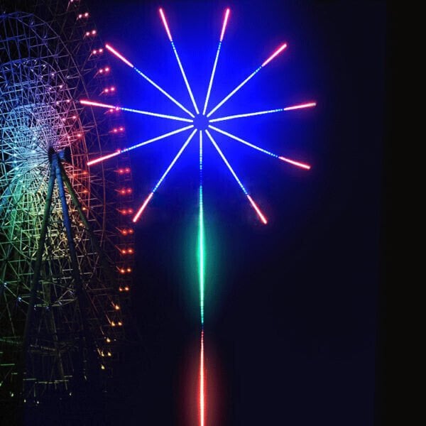 Luces LED de fuegos artificiales 2024, luces de fuegos artificiales de Color RGB inteligentes con Bluetooth y sincronización de música, luces LED de fuegos artificiales, Control por voz por aplicación