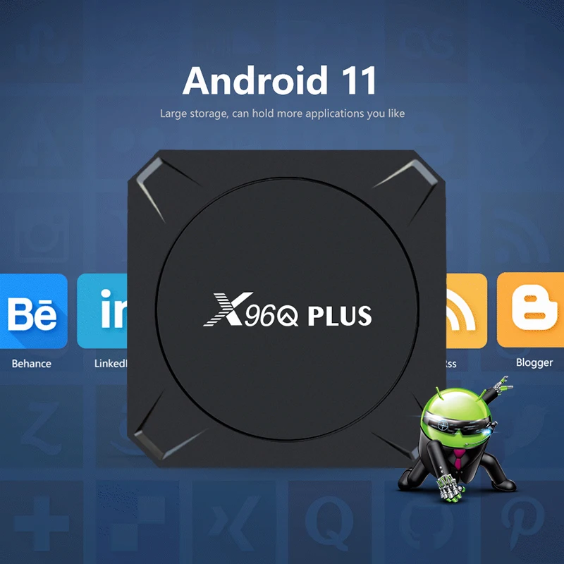 2023 สมาร์ททีวี Set-Top Box X96Q Plus Android TV Box 11.0 4/64GB AllWinner 4K TV Box X96Q Media Player