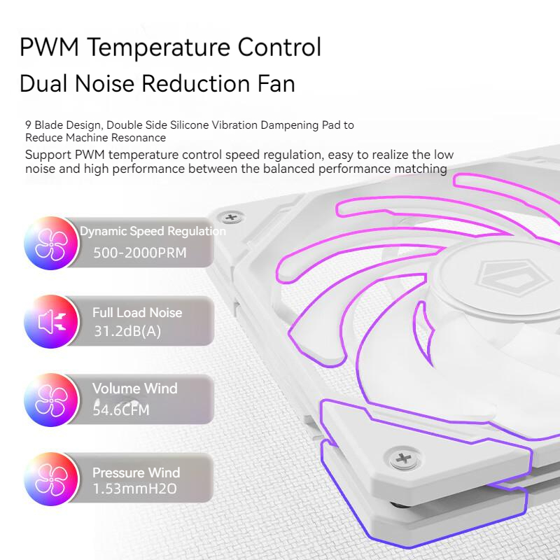 ID-COOLING NO-12015-XT Fans 120mm ARGB Ultra Thin PWM Temperature Control Water Cooling Chassis Cooling Fan Cooler for PC Case