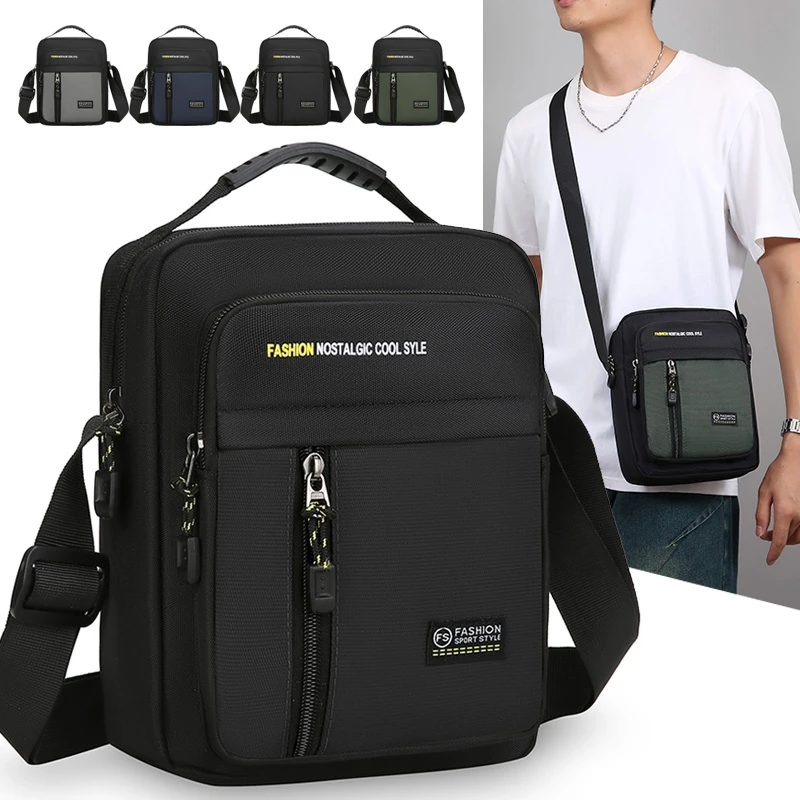Bolsa crossbody masculina de ombro único, bolsa de armazenamento de grande capacidade, moda multibolsos, bolsa crossbody de negócios