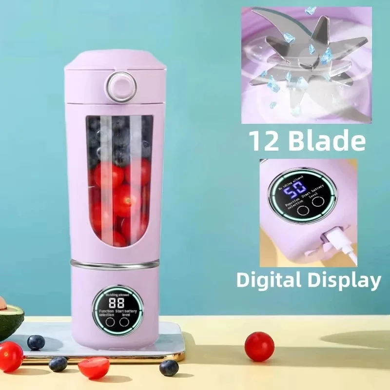 새로운 휴대용 주스 메이커 블렌더, 쉐이크 및 스무디용, 700ML, 다양한 색상, 12개 블레이드, 빠른 믹싱, 2 in 1 블렌더 병형 주서기