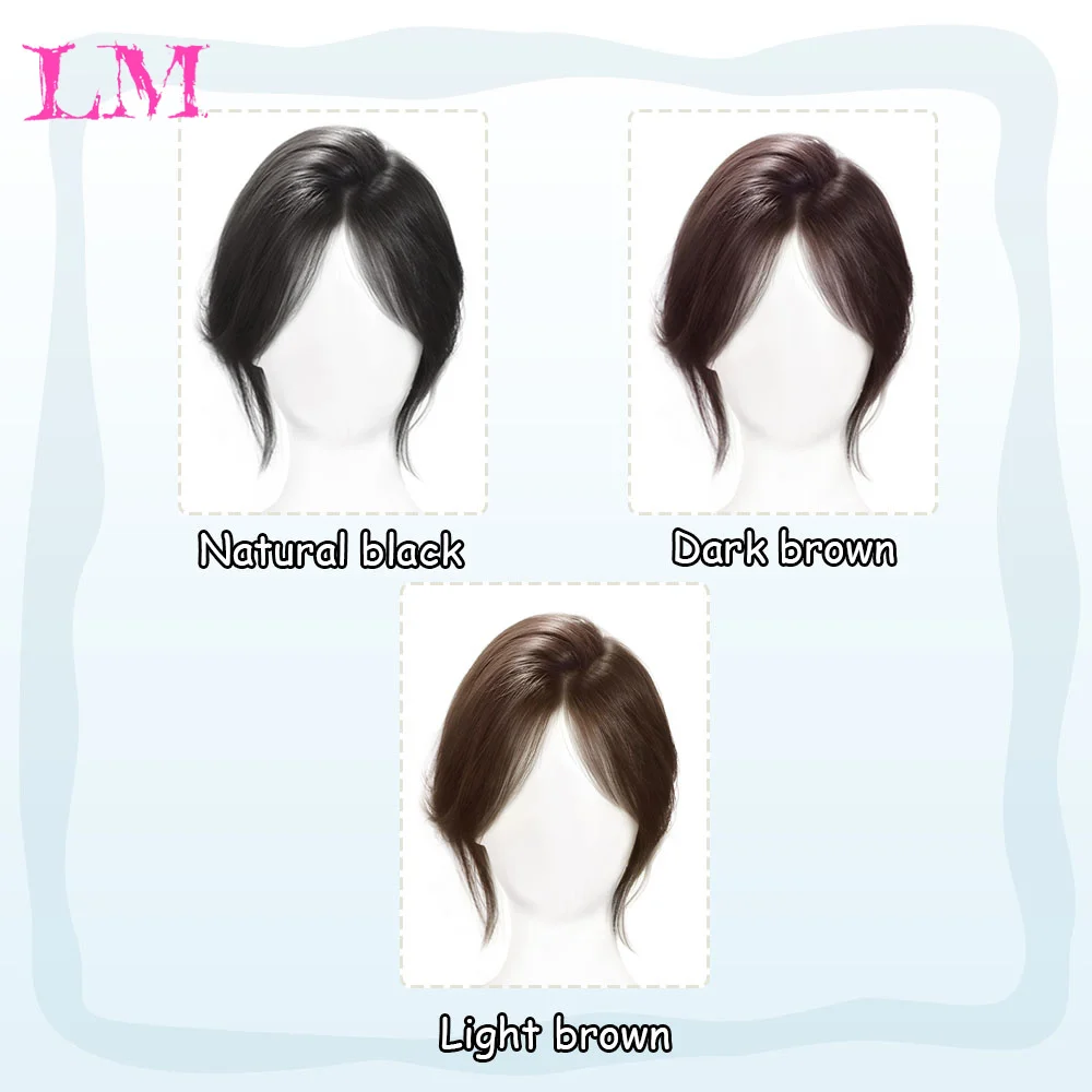 LM Peruca de franja sintética para mulheres com fofa natural e maior volume de cabelo 3D com oito caracteres e franja de lifting facial