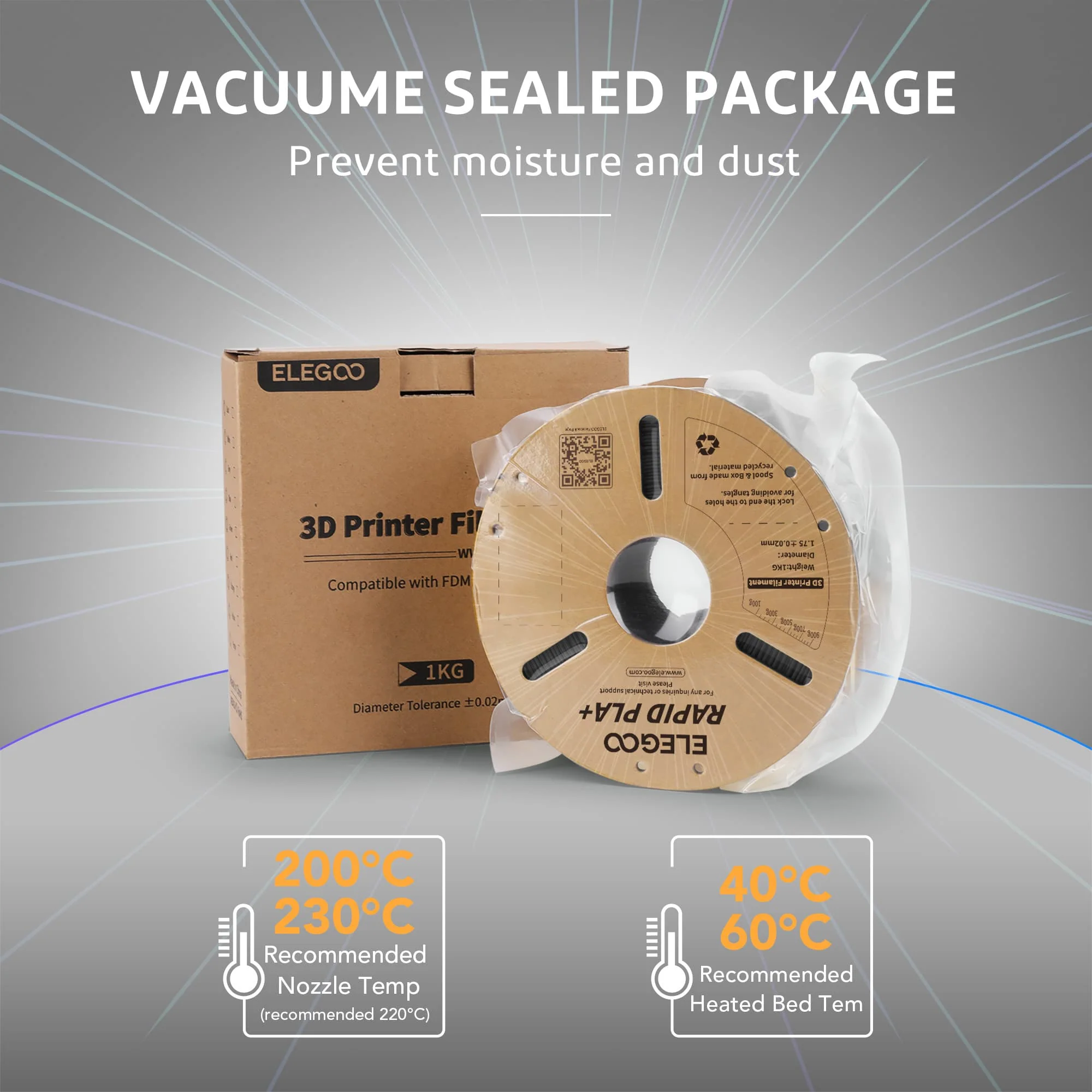 Filamento ELEGOO RAPID PLA + 1,75 mm, filamento de impressora 3D, suporte para velocidade de impressão de 30-600 mm/s, compatível com a maioria das impressoras 3D FDM