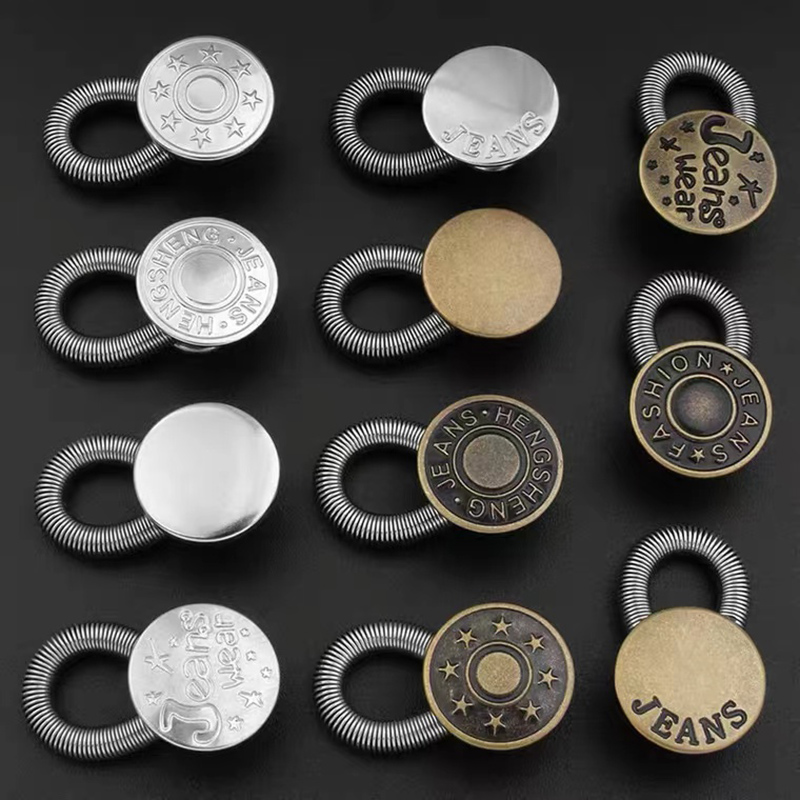 1Pcs Metal Button Extender for Pants Jeans Free Sewing Adjustable Retractable Waist Extenders Buttons Waistband Expander
