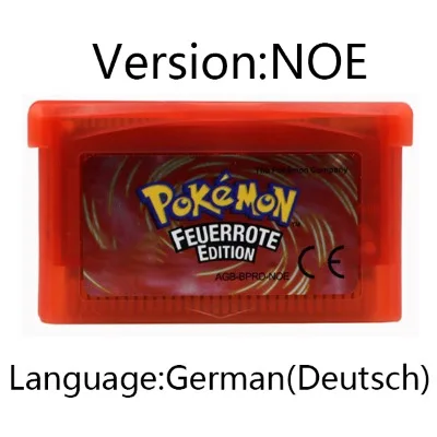 GBA Game Cartridge 32-Bit Video Game Console Card Pokemon Smaragd- Feuerrote Rubin- German Language Shiny Label for GBA NDS