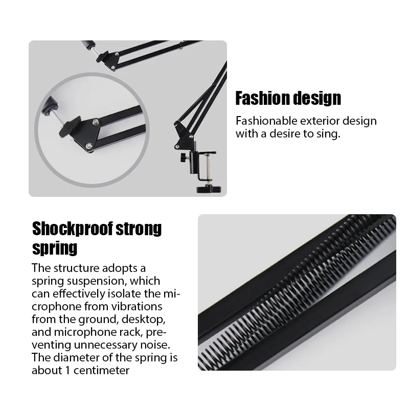 Professional Flexible Desktop Microphone Hanging Adjustable Boom Scissor Arm Stand for Podcast Streaming Youtube Mike Holder