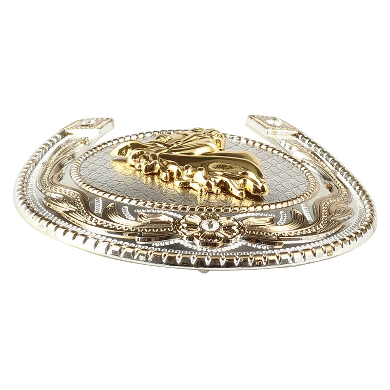 Goldene Pferdekopf-Gürtelschnalle für Reitsportler, Bekleidungszubehör