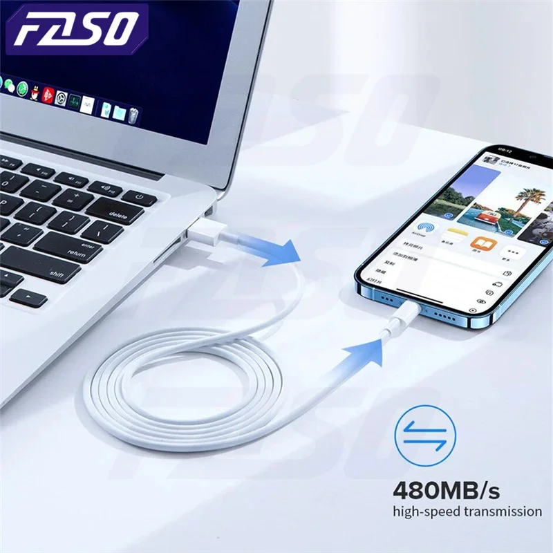 Cable cargador USB de calidad FASO para iPhone 14 8 7 6S Plus 13 12 Pro XS Max XR SE Cable de carga rápida línea de sincronización de datos 1m 2m 3m